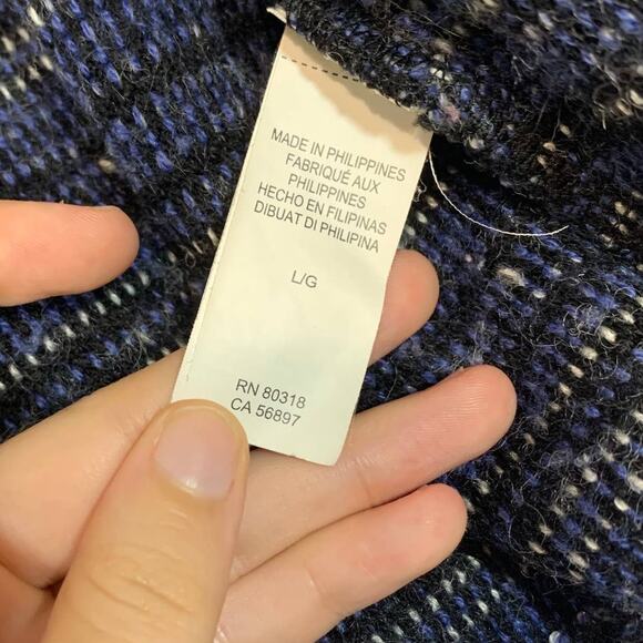 Lucky Brand Wool Blend Waterfall Draped Cardigan Women's Sz L Mixed Media Open - Picture 5 of 6